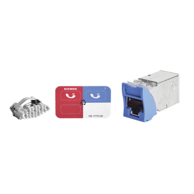 [Z6A-S06B] Jack Z-Max Cat6A, Blindado, Montaje Híbrido en Placa de Pared (Plano y Angulado), Color Azul, Versión Bulk (Sin Empaque Individual)