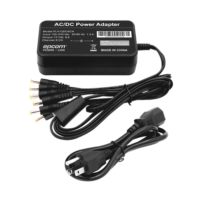 Fuente de Poder de 6 Salidas tipo Jack Macho de 12 Vcc / 6 Amper