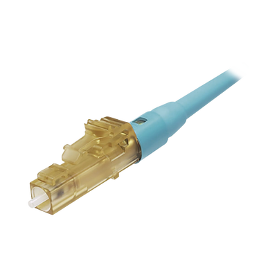 [FLCSMCXAQY] Conector de Fibra Óptica LC Simplex OptiCam, Multimodo 50/125 OM3/OM4, Pre-pulido, Color Aqua