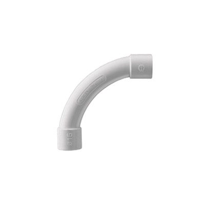 Curva de radio estrecho para tubería rígida, recomendado para cables de datos, PVC Auto-extinguible, de 40 mm 