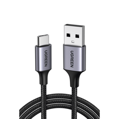 [60126] Cable USB-A a USB-C | 1 Metro | Transferencia de datos de 480 Mbps | Carga Rápida | QC 4.0/3.0/2.0 | FPC | AFC | Protección Integrada | Caja de Aluminio | Nylon Trenzado | Color Negro.