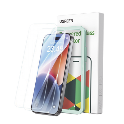 [45973] Protector de pantalla UGREEN HD con marco de instalación para iPhone 16 Pro (paquete de 2)